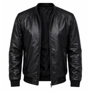 Men's Casual Leather Bomber Jacket